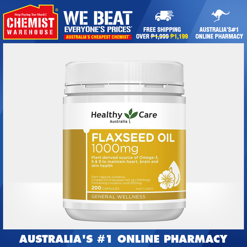 Healthy Care Super Flaxseed Oil 1000mg 200 Capsules Maintains Healthy