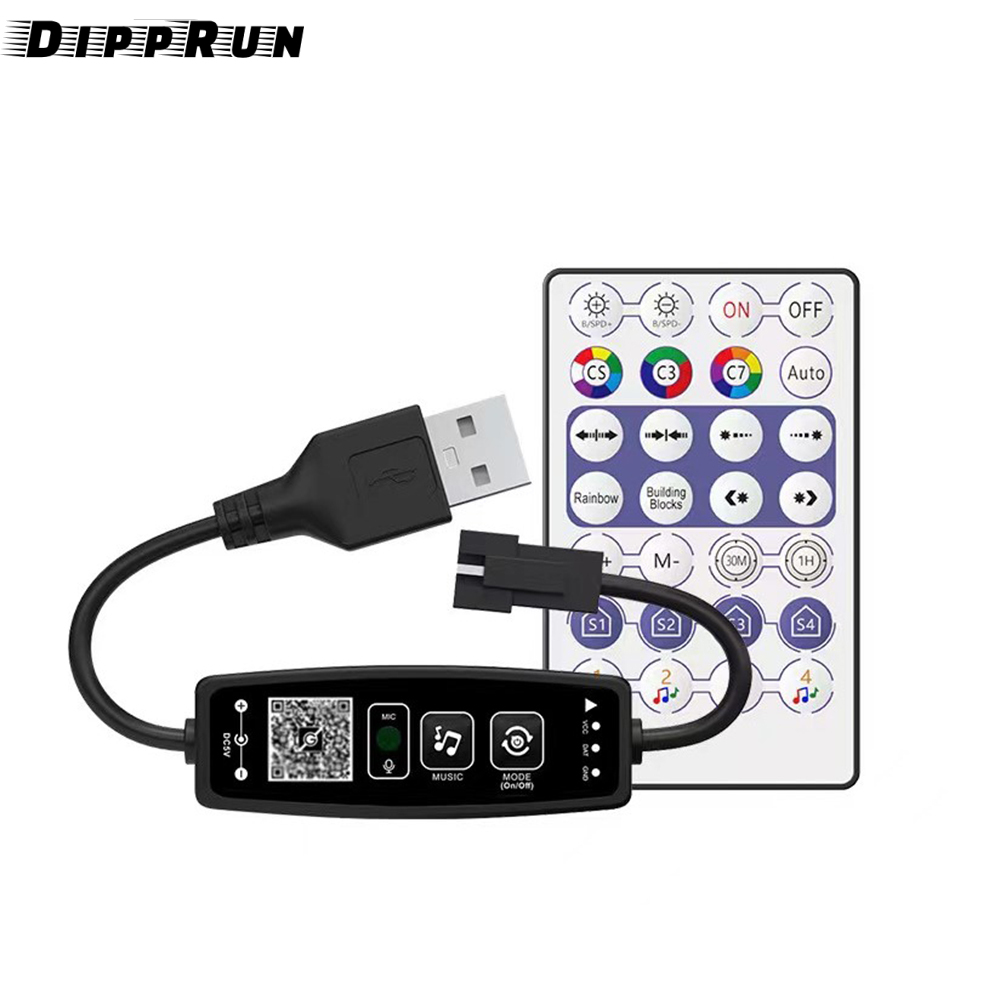 DIPPEUN DC 5~24V LED Controller RF Remote Wireless Controller For 2811 Dream Color Rainbow RGB LED Pixel Strip Panel Light