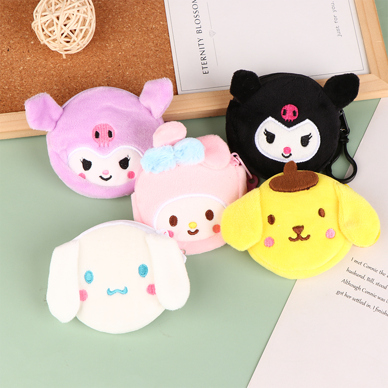 Cute Plush Money Change Pouch Cartoon Cinnamoroll Kuromi Coin Purse Small Wallet Key Bags For Girls Kids Gift. 