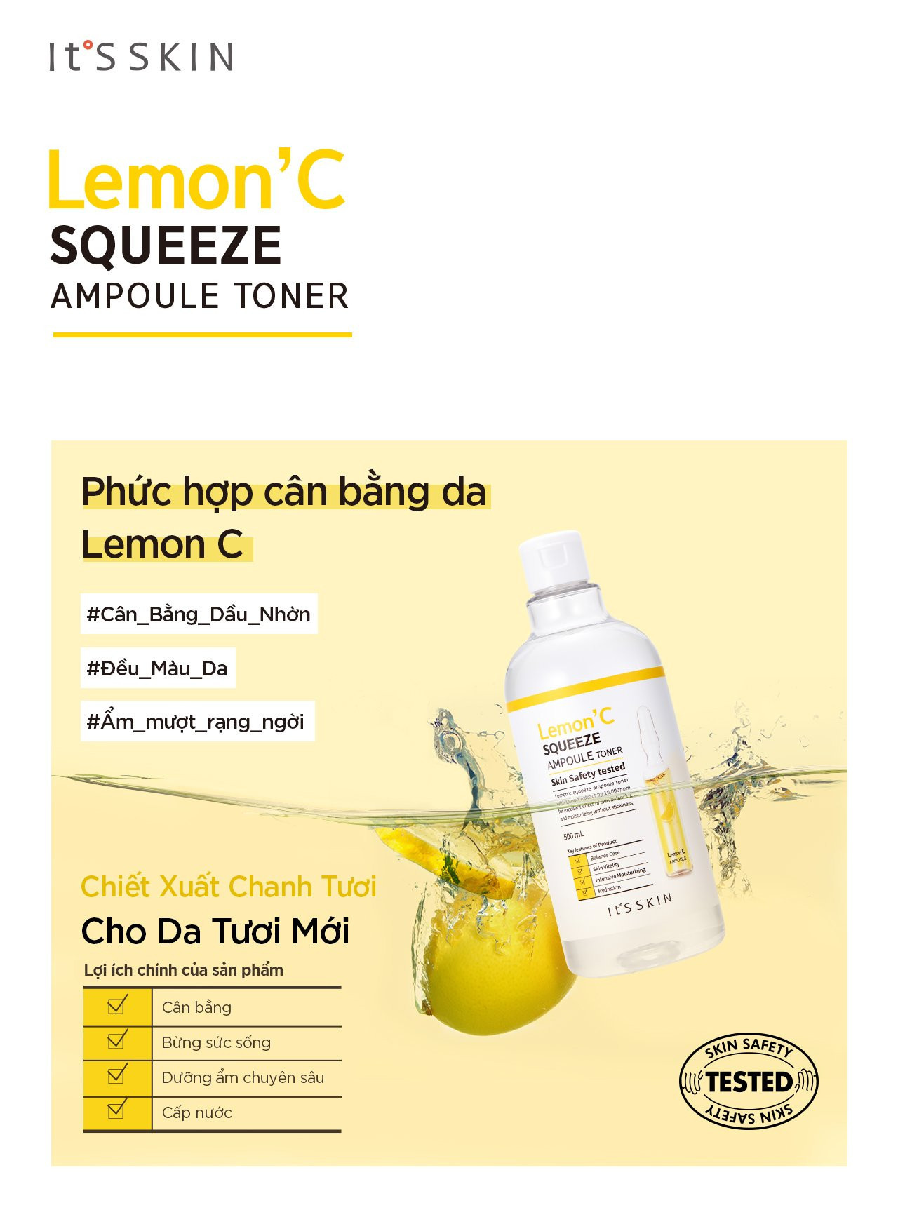 Nước hoa hồng  Lemon' C Squeeze Ampoule Toner 500ml