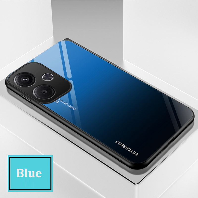 For Xiaomi Poco M6 Case Gradient Mirror Tempered Glass Protector Hard For Xiaomi Poco M6 4G Back Cover Phone Cases.