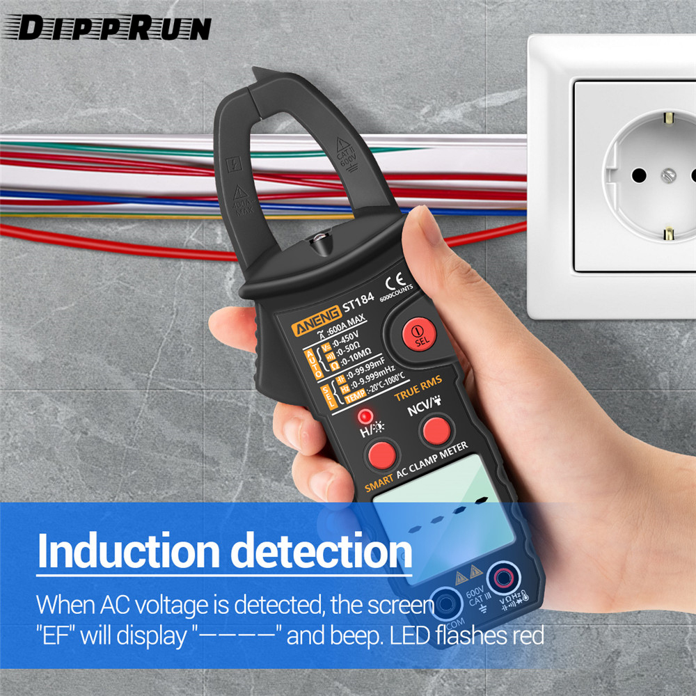 Dipprun aneng st184 Kẹp Kỹ thuật số Đồng hồ vạn năng 6000 đếm chuyên nghiệp RMS thật AC/DC Máy kiểm tra dòng điện áp Hz điện dung