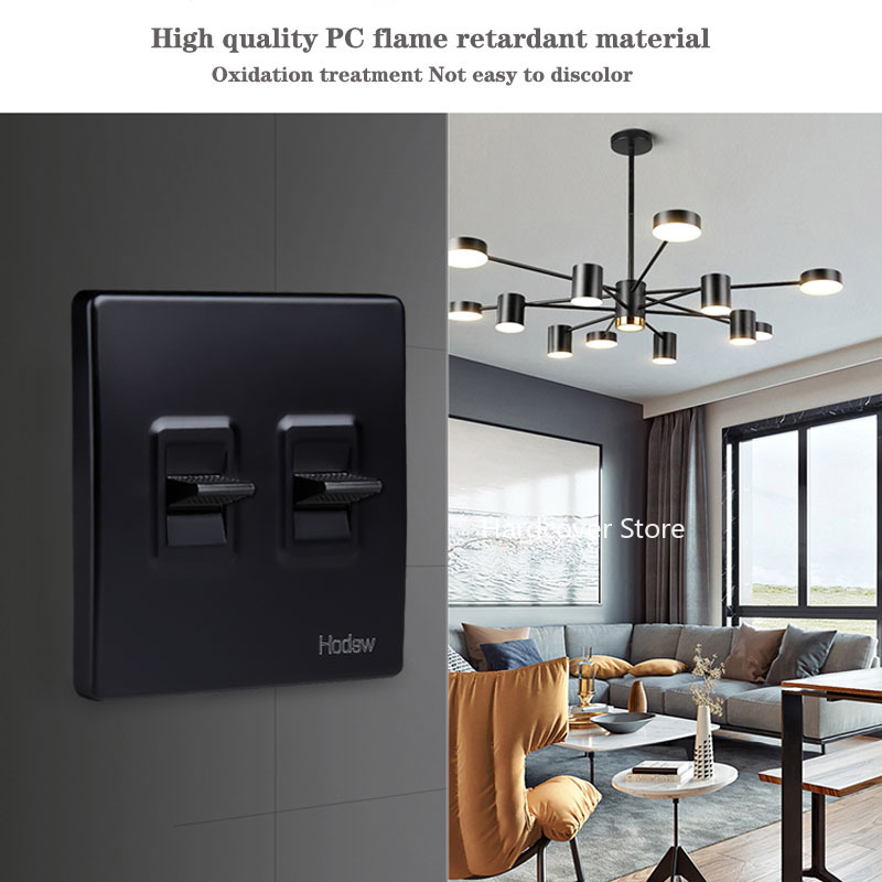 【TopazTrove】High Quality 86 Retro Black Lever Wall Lamp Toggle Switch 1-4 Gang Single Dual Control 2 Way Light Switch 10A220V. 