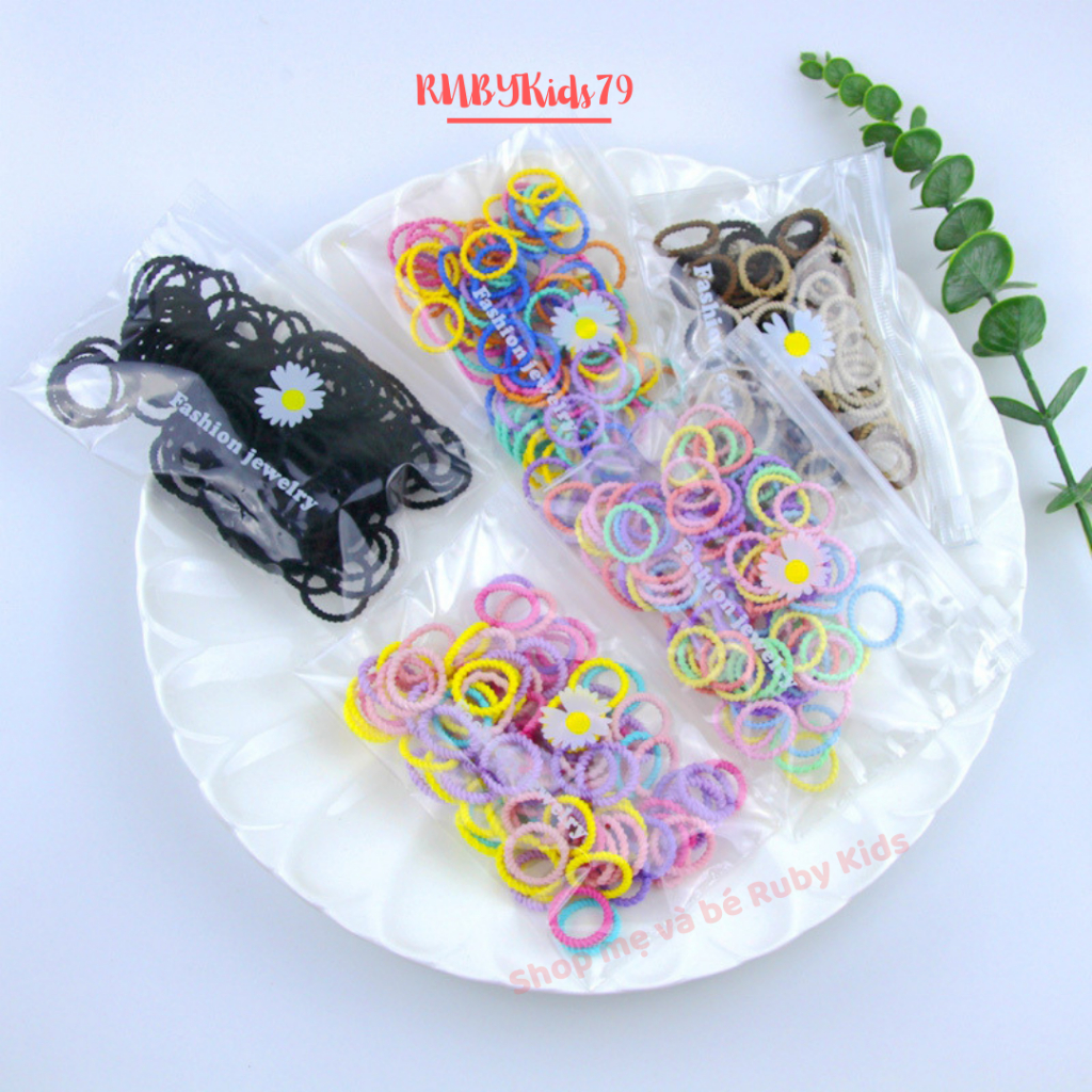 Dây thun cột tóc set 50 dây cho bé nhiều màu sắc dễ thương - rubykids79