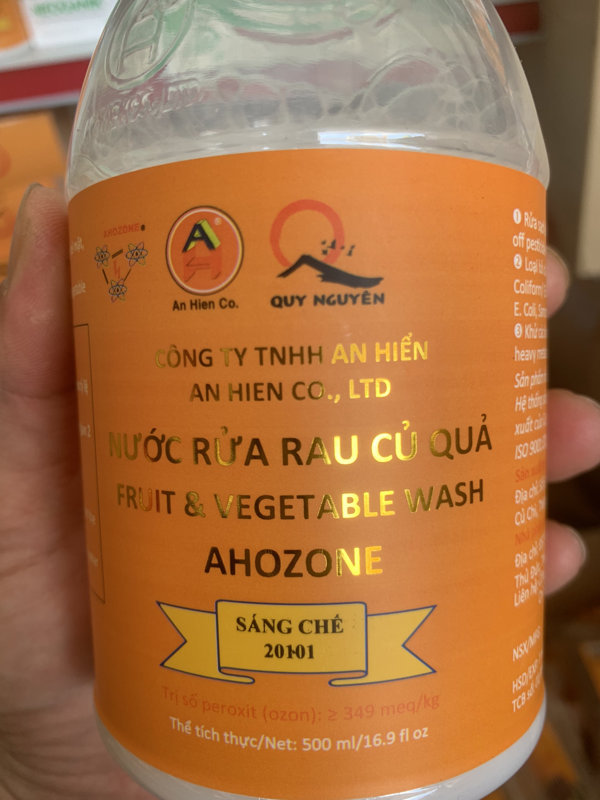 Nước Rửa Rau Củ Quả Thực Phẩm AHOZONE chai 500ml- [Quy Nguyên phân phối]