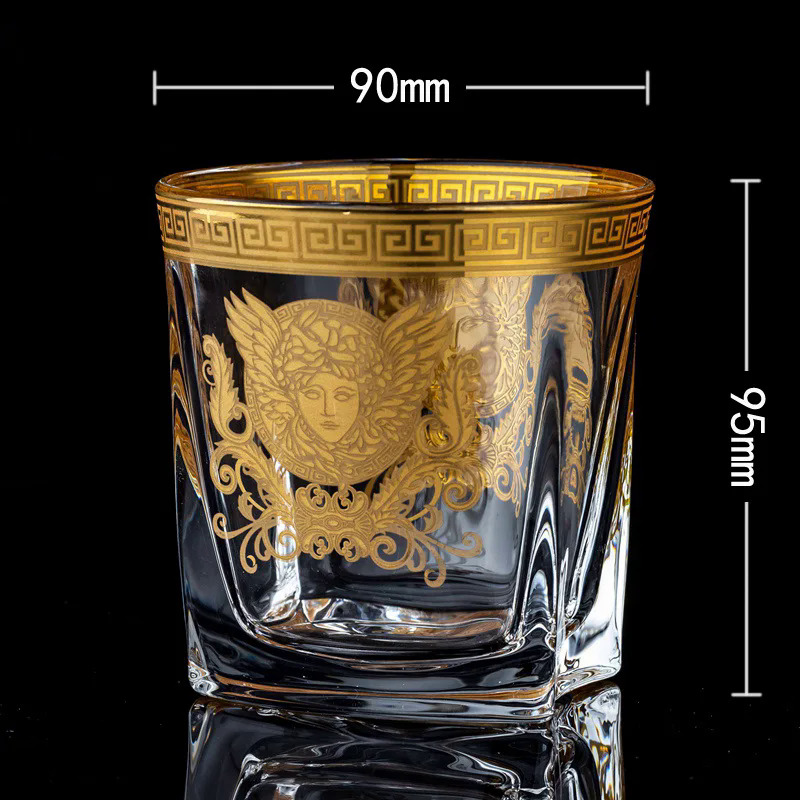 Creative Crystal Whisky Cup Medusa Gold Painted Head Wine Cup Foreign Wine  Cup Multi-function Beer Cup Water Cup Wine Glasses