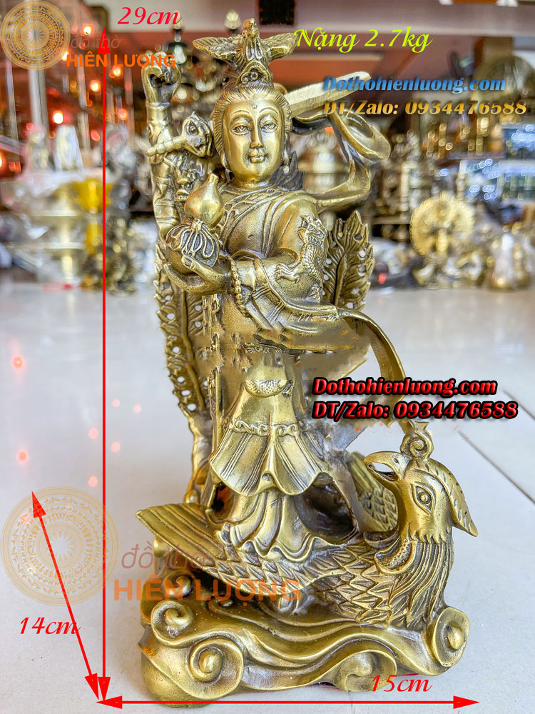 Tượng cửu thiên huyền nữ bằng đồng vàng cao 30cm, nặng 2,7kg đẹp tinh xảo