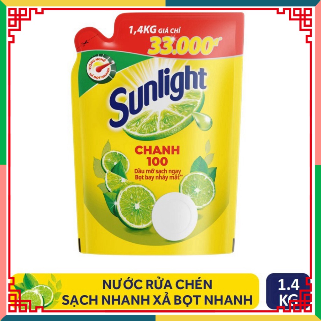 (HOT LIKE) Nước rửa chén/bát Sunlight Chanh túi 1.4kg