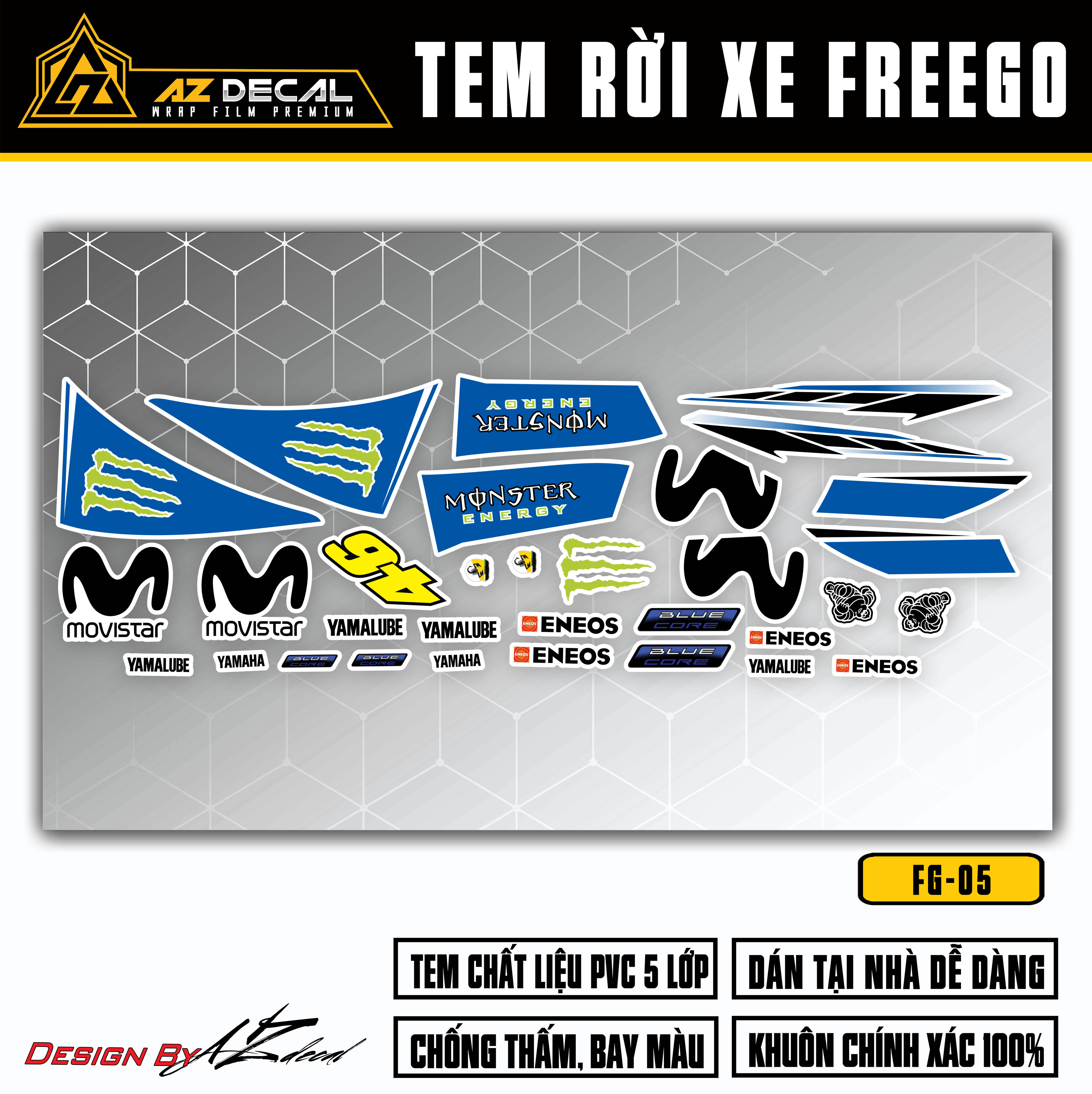Tem xe yamaha freego mẫu movistar | fg-05 | decal rời dán xe freego 125 s đẹp, chống nước, chống phai màu - azdecal