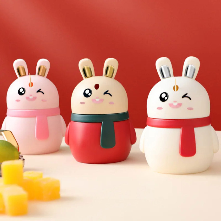 Cute Rabbit Toothpick Box Toothpick Dispenser Ceative Push Press Type Toothpick Jar Holder Household Convenient Gift Home Gadget