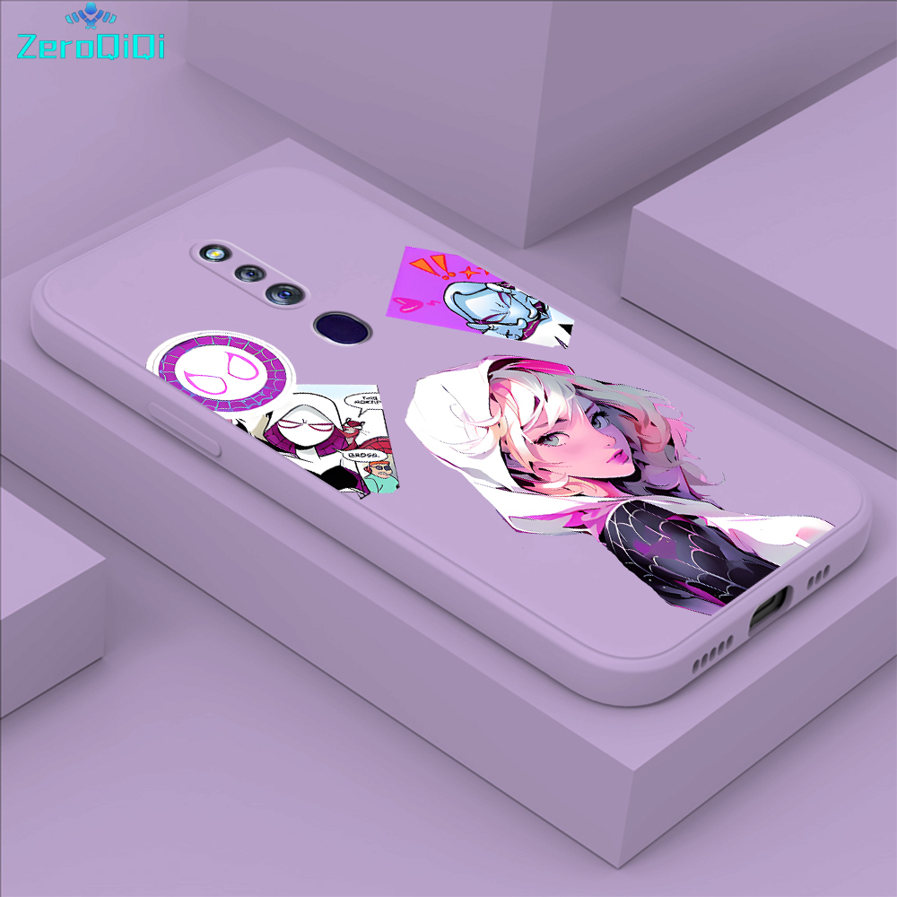 ZeroQiQi for OPPO F11 Pro Back Cover White Spiderman Gwen Full Lens Protection Thin Anti Drop Soft Silicone Phone Case. 