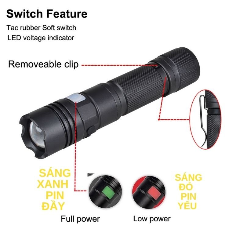 Đèn pin siêu sáng cầm tay mini