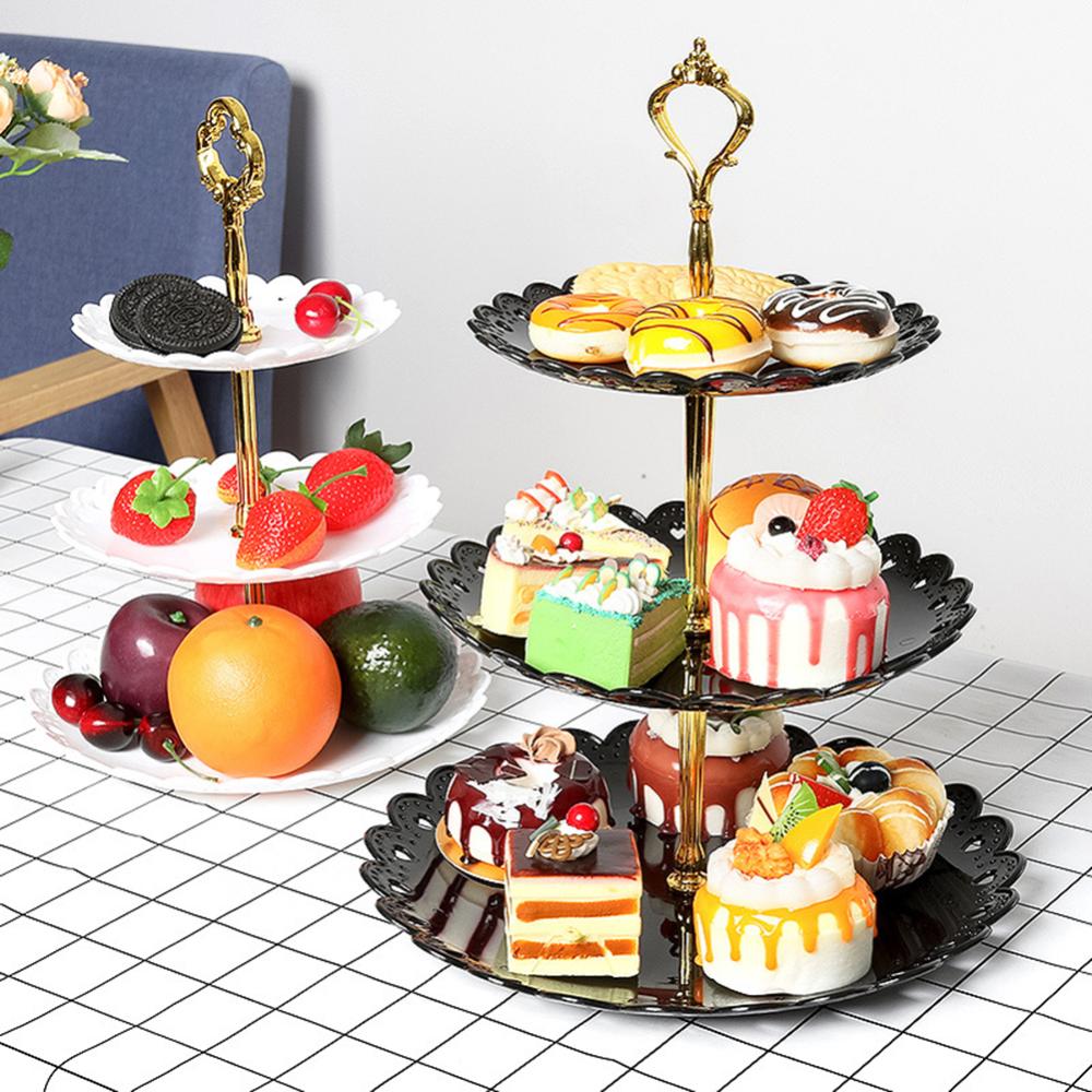 Holiday Party Three-layer Fruit Plate Dessert Candy Cake Stand Self-help Display