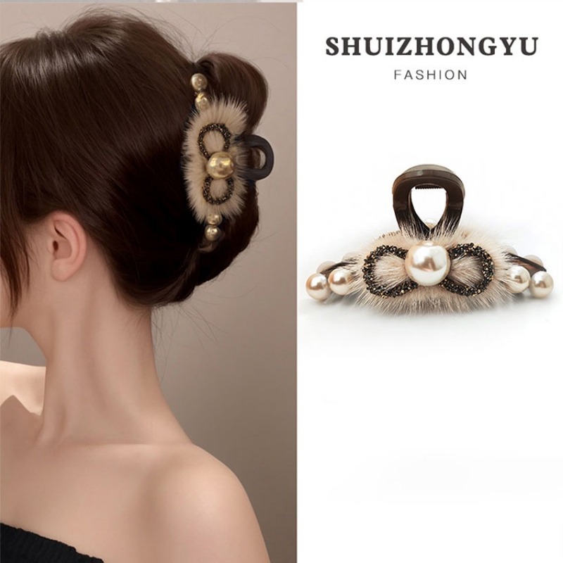 Kẹp Tóc Đính Đá Hình Nơ Bằng Lông Nhung Cao Cấp
