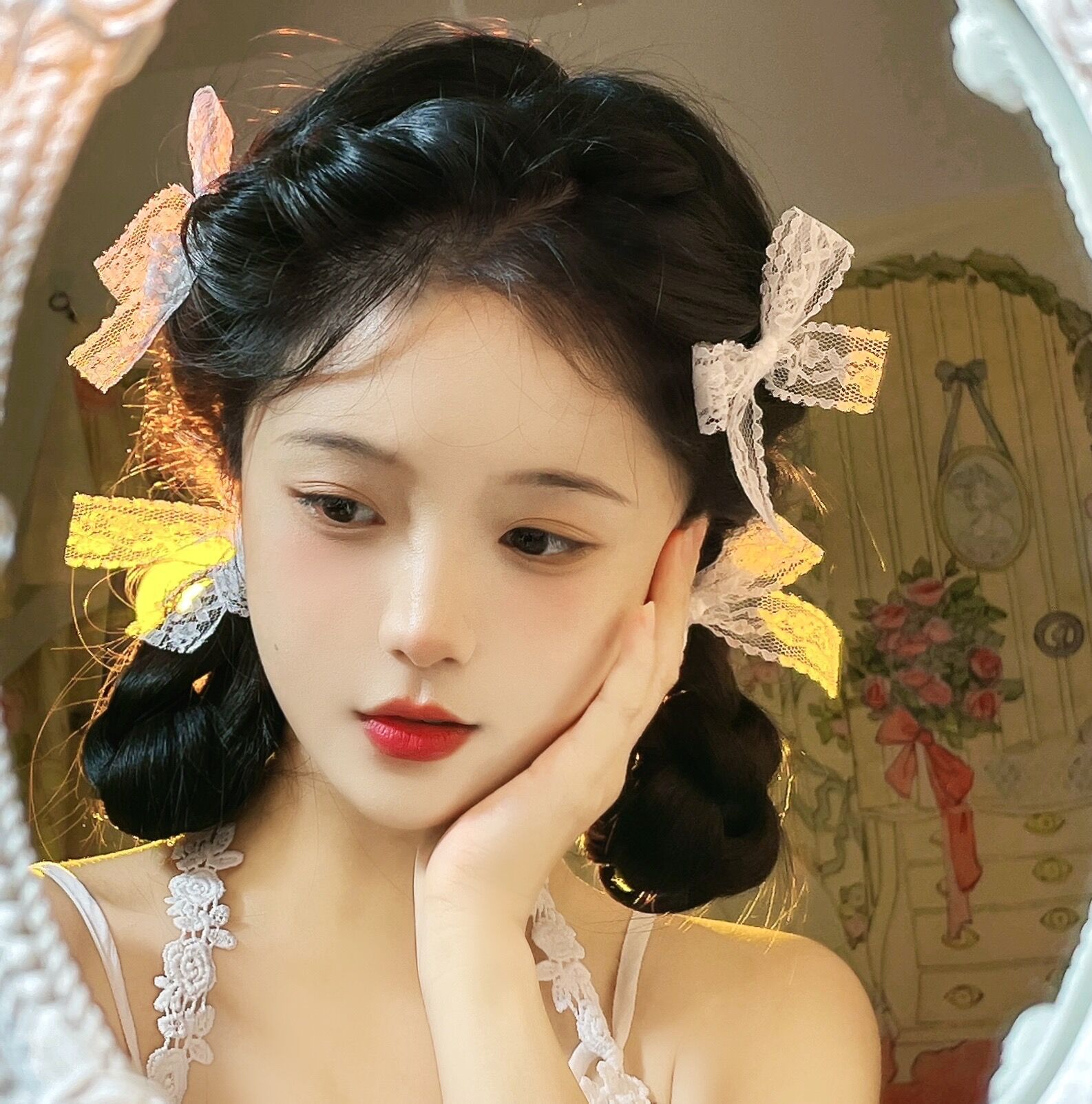 Kẹp Tóc Nơ Ren Phong Cách Tiểu Thư Dễ Thương