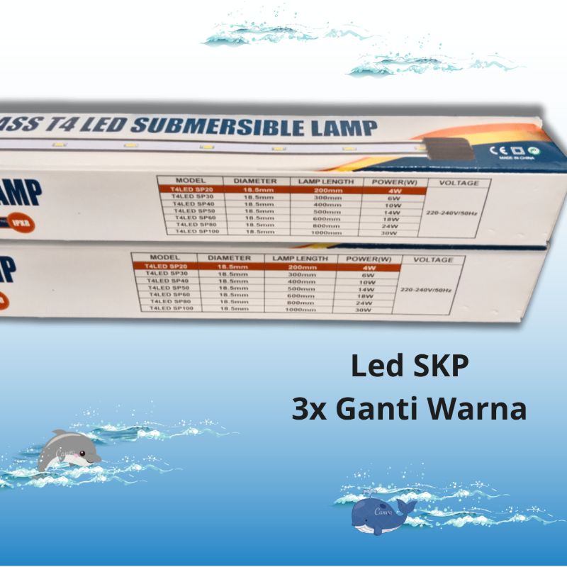 Lampu Led Celup Aquarium SKP T4LED SP 100 3X GANTI WARNA