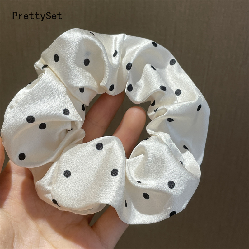 2Pcs Korean Love Headwear Hair Ring Spring Polka Dot Bowknot Headband Internet Celebrity Large Intestine Ring Hair Rope