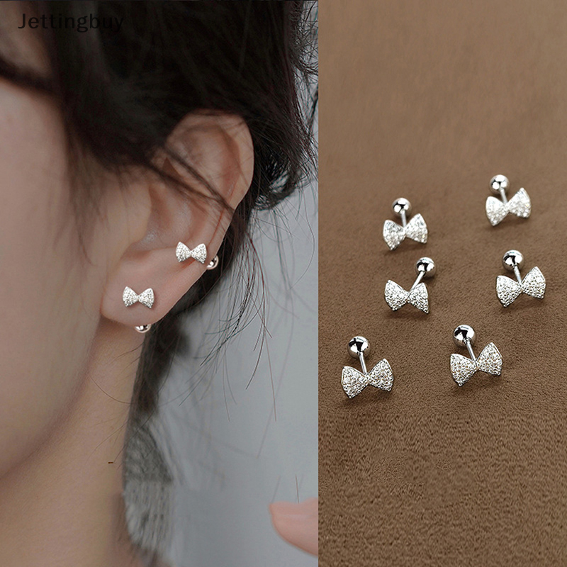 Flash Sale 1Pair Bow-knot Zircon Ear Studs Earrings For Women Cartilage Helix Ear Bone Nail Piercing Ear Jewelry Gift
