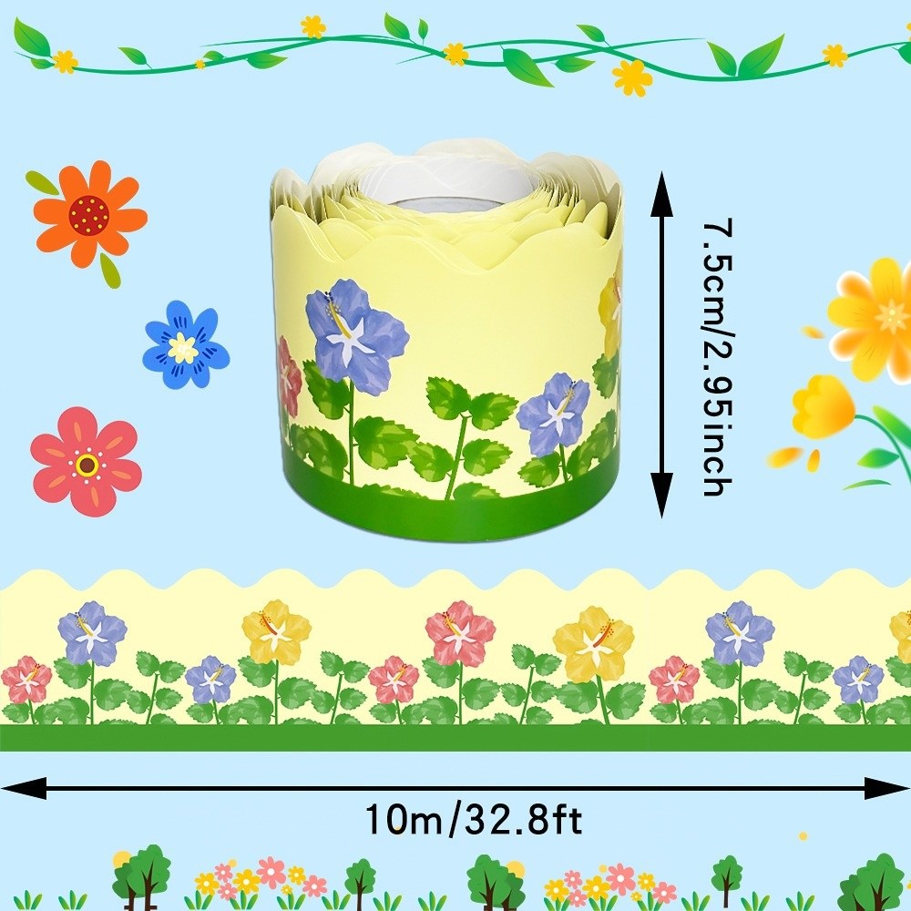 RM5B9G89Z Floral Pattern Paper Border Strips Decorative Trim Non