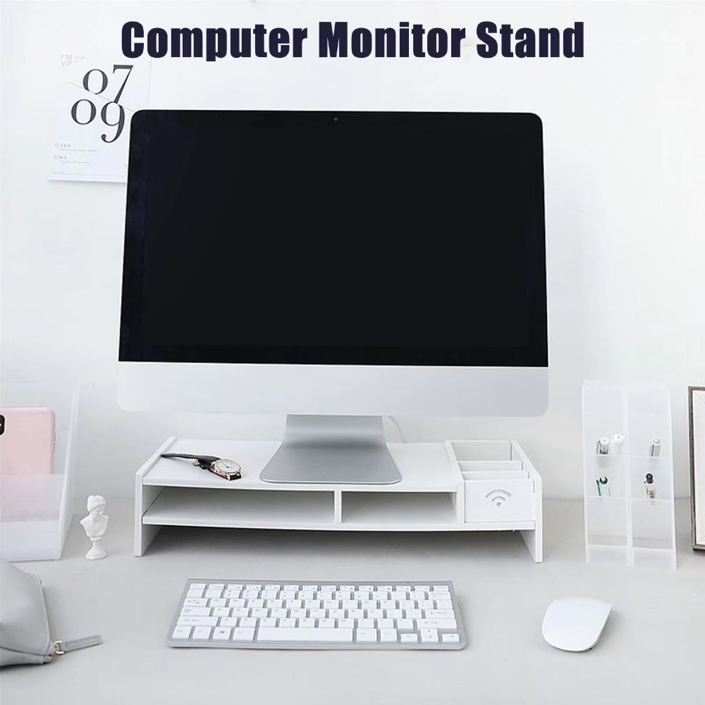 Modern Design Easy Assemble PC Computer Screen Stand Multi Compartment ...