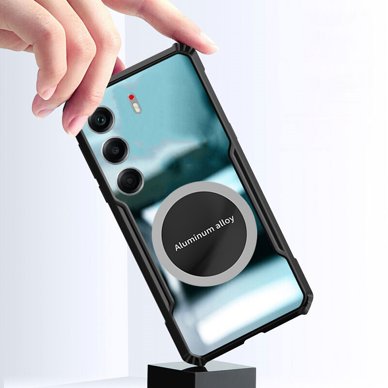 For Tecno Camon 40 Pro Case Hard Clear Transparent Shockproof Car Holder Adsorb Hollow Out Ring For Tecno Camon40 Pro Plus Back cover Phone Cases