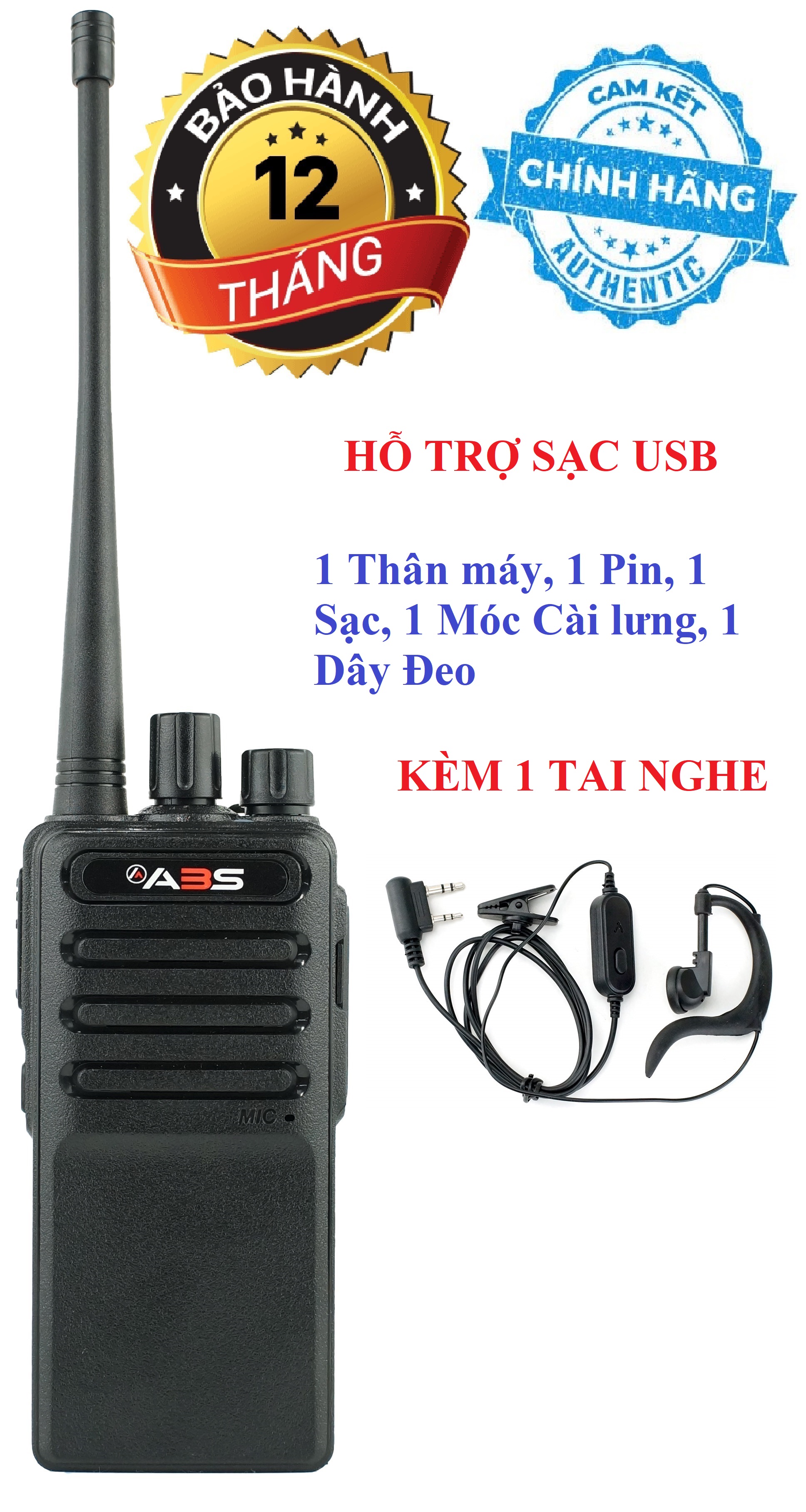 Bộ đàm chất lượng cao ABS CP6688 (Sạc Đế đi kèm, Hỗ trợ Sạc USB)
