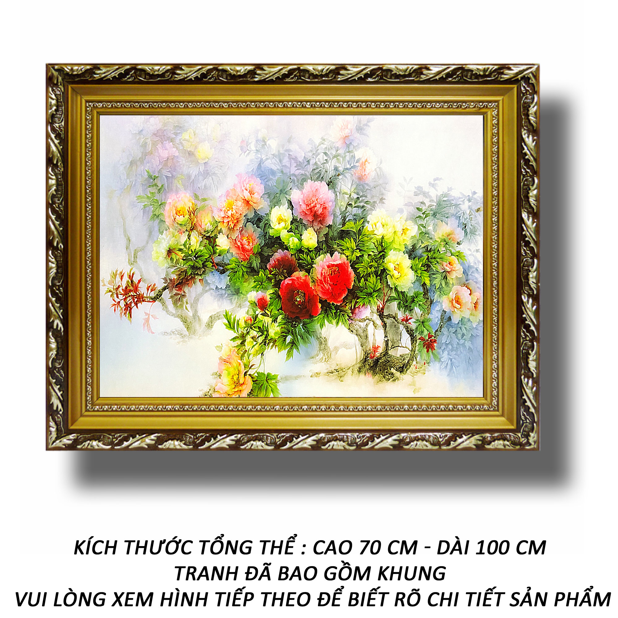 Tranh trang trí - hoa khai phú quý 39 - tranh minh hiền
