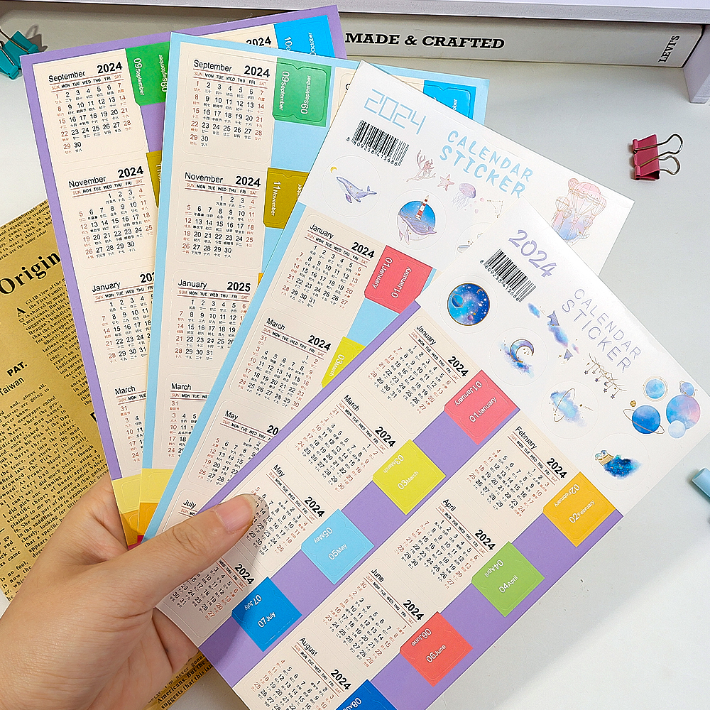 2024 Calendar Sticker Set Notepad Cute Decals Index Stickers Label Stickers