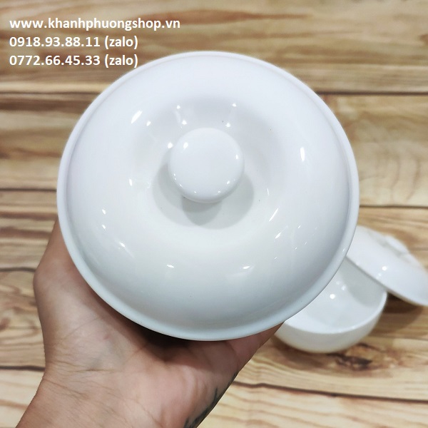 thố đựng súp sứ trắng Minh Long - thố đựng súp sứ trắng