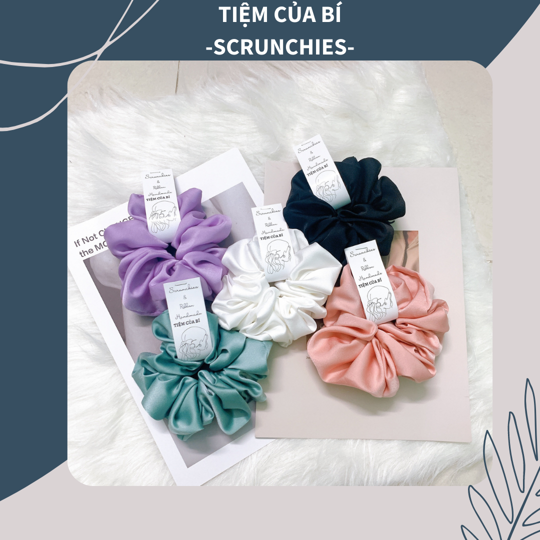 [Hàng thiết kế] Scrunchies cột tóc handmade size to vải lụa cao cấp