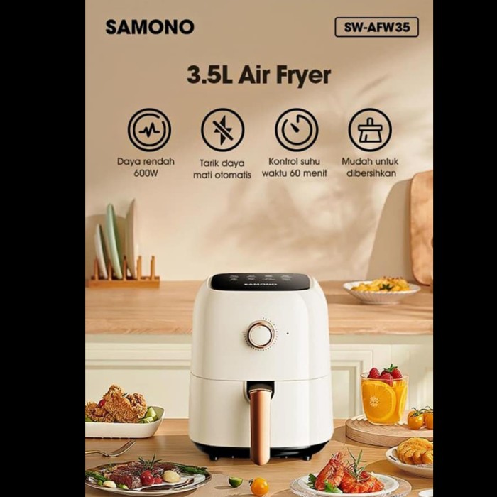 SAMONO SW-AFW35 WHITE Air Fryer Penggorengan Tanpa Minyak 3.5 Liter ...