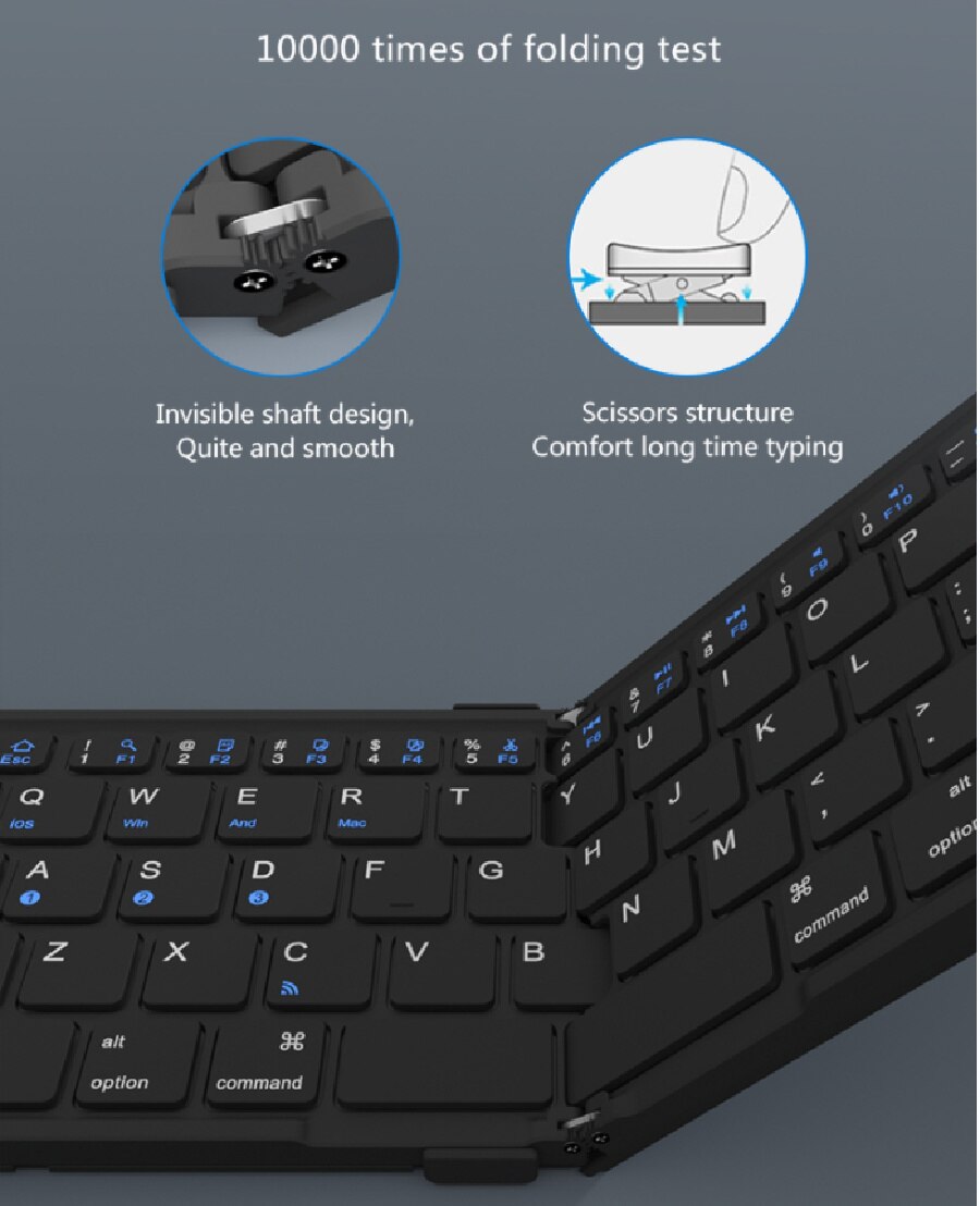 Bow Bàn phím Bluetooth có thể gập lại không dây có thể sạc lại Bàn Phím Gấp 2.4G Bàn Phím Cho Iphone máy tính xách tay iPad Máy Tính Để Bàn