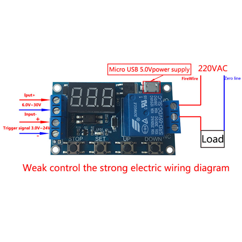 Dc 6V-30V 1 kênh 5V Mô-đun Rơle độ trễ thời gian mô-đun Rơle kích hoạt Off/On chuyển đổi thời gian chu kỳ 999 phút cho Arduino bảng Rơle