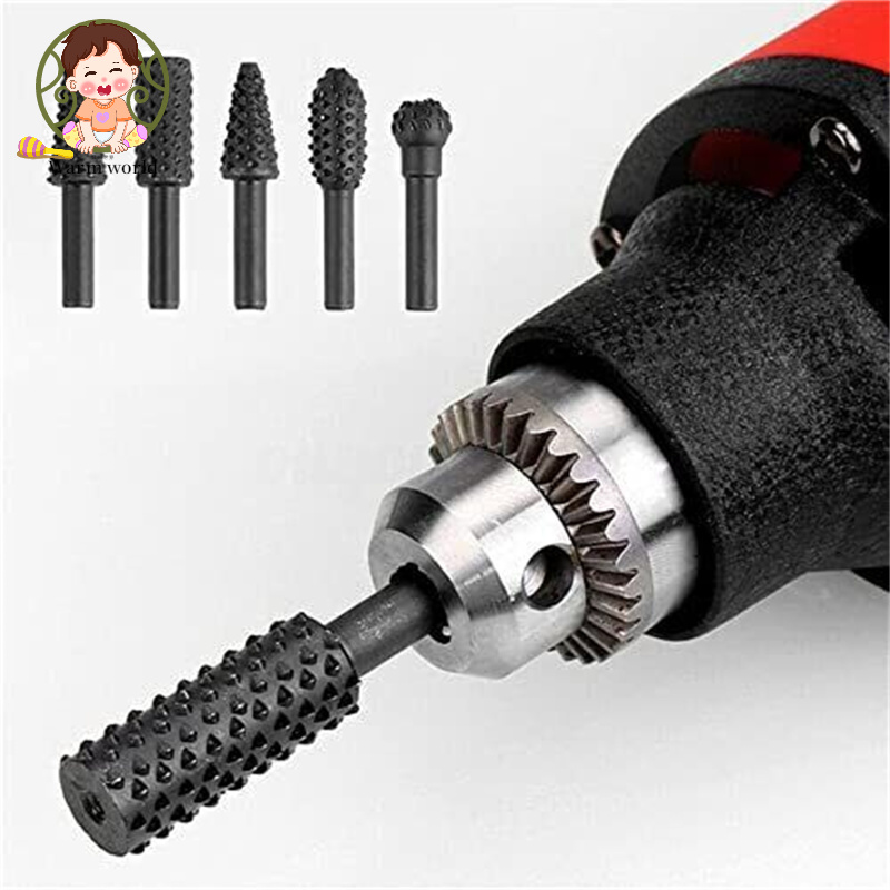 【Ready Stock】10pcs File Drill Bits Set With Spherical, Cylindrical Pointed Drill, Grinder Drill Rasp For Woodworking Carving Tool 1/4" Round Shank Rotary Burr Set