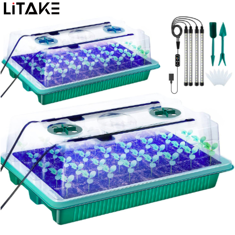 Starter Tray With Grow Light 80 Cells Seed Starter Kits Adjustable Humidity And Temperature Switch Seed Starter Tray For Plants
