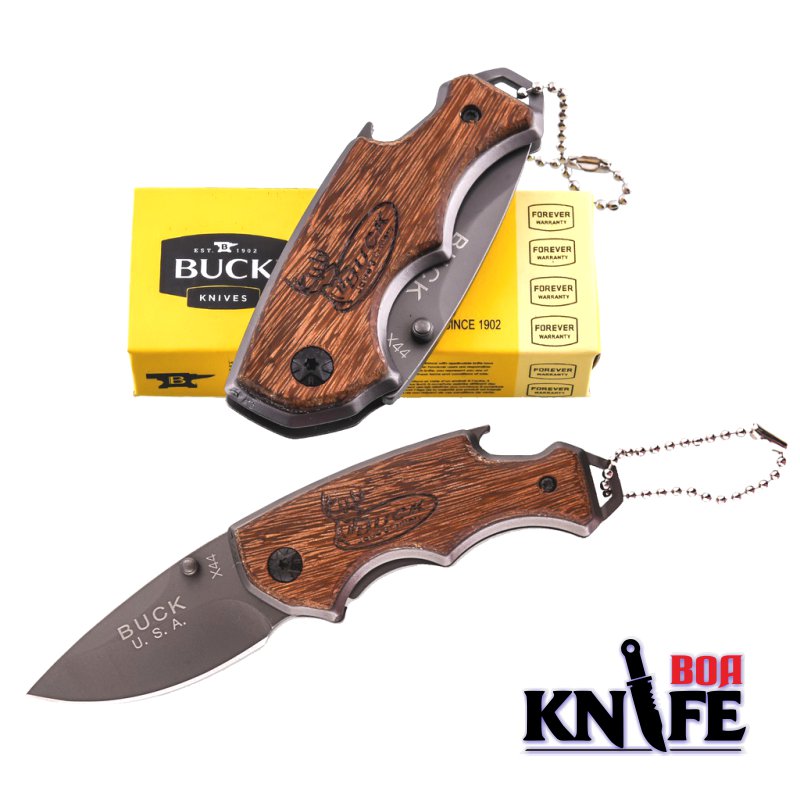 มีดพับ Buck KNIVES X44 ขนาด 14.2cm ไม้แท้ สแตนเลส มีระบบดีดใบมีด มีดเดินป่า มีดป้องกันตัว มีด