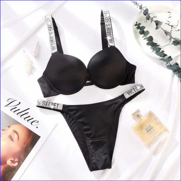 Secret Pushup Leather Bra Underwear Set