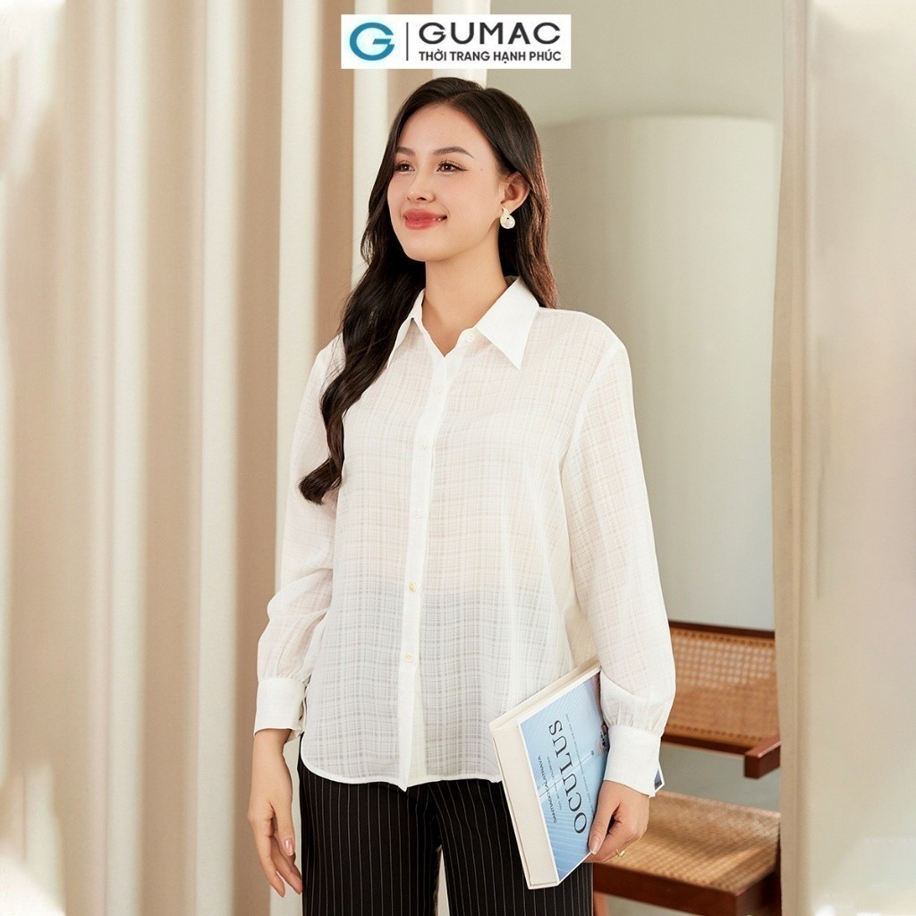 Áo sơ mi nữ bâu nhọn thời trang GUMAC AE01080