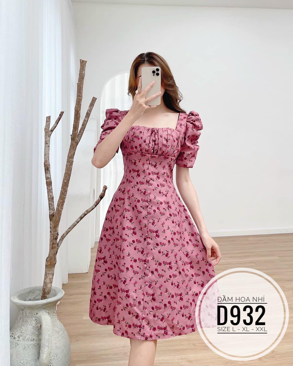 ĐẦM BIGSIZE DÁNG SUÔNG HOA XẾP LY TRƯỚC NGỰC (60-90KG)