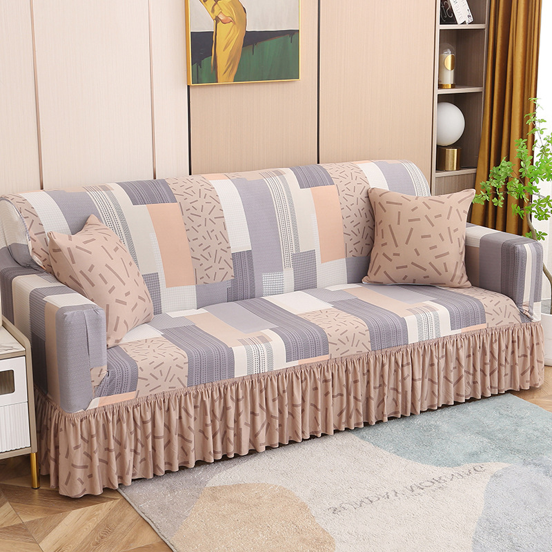 Printed Sofa Cover With Skirt Universal Elastic Sofa Cover Set