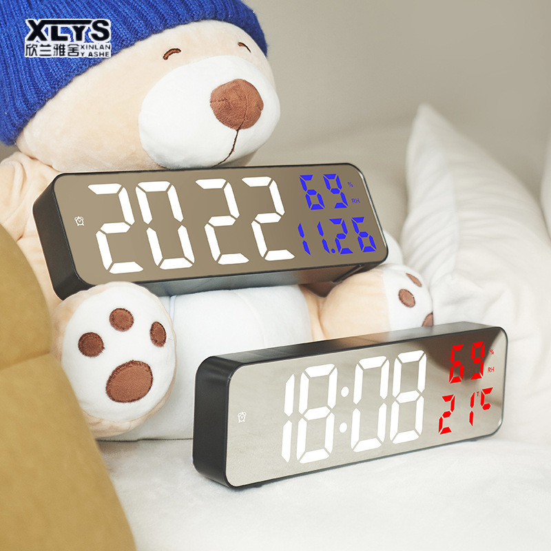 Clock Multi-functional LED alarm clock Simple mirror clock living room wall clock