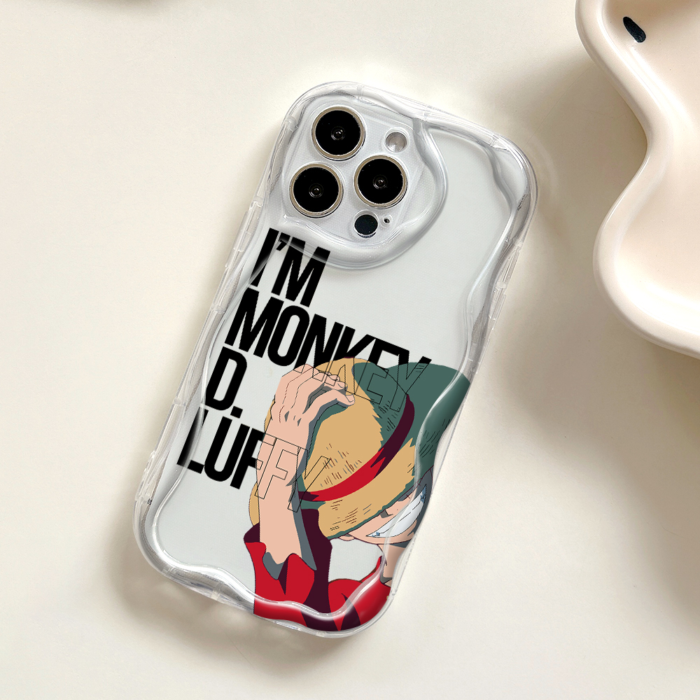 Jizetin for Redmi 14C Xiaomi Poco C75 Back Cover One Piece Luffy Cream Wavy Edge Soft Silicone Phone Case.