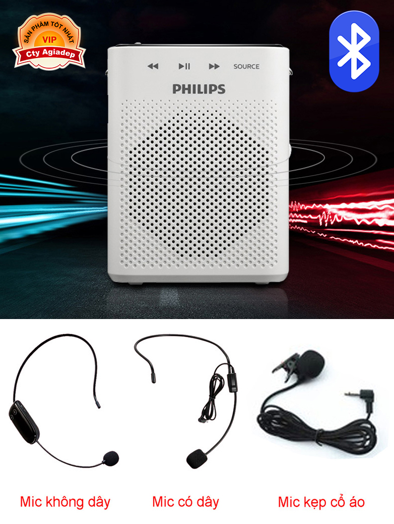 Mic trợ giảng Hàng hiệu Philips UHF kiêm Loa Bluetooth cho Giáo viên MC