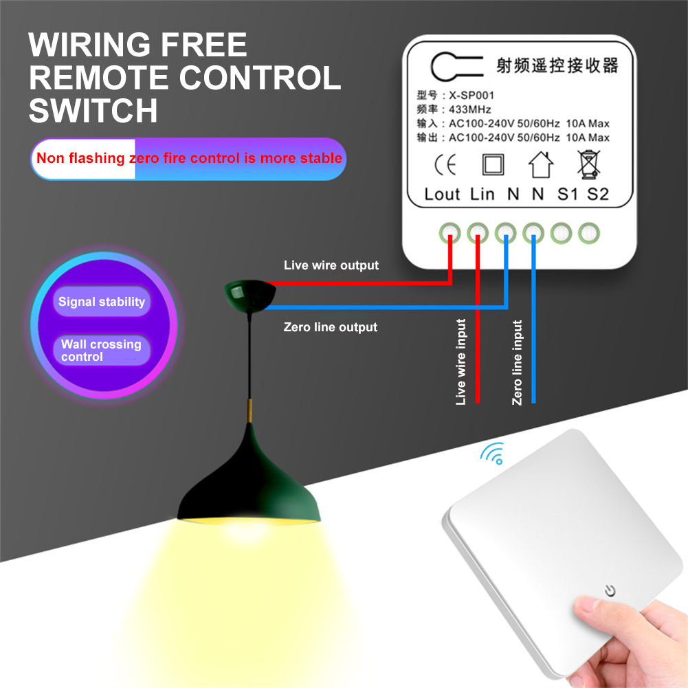 Kpapak công tắc thông minh ánh sáng mô-đun Receiver 433 Mhz xách tay RF điện Rơle không dây nhà thông minh điều khiển từ xa 220V nút pa nô dán tường