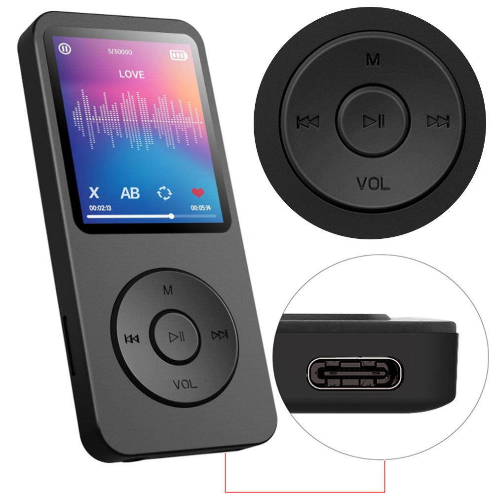 【Prime deal】 MP3 Player Type-C HiFi Lossless Music Player -Compatible5.4 Student Walkman Support FM E-Book Recording for Kids