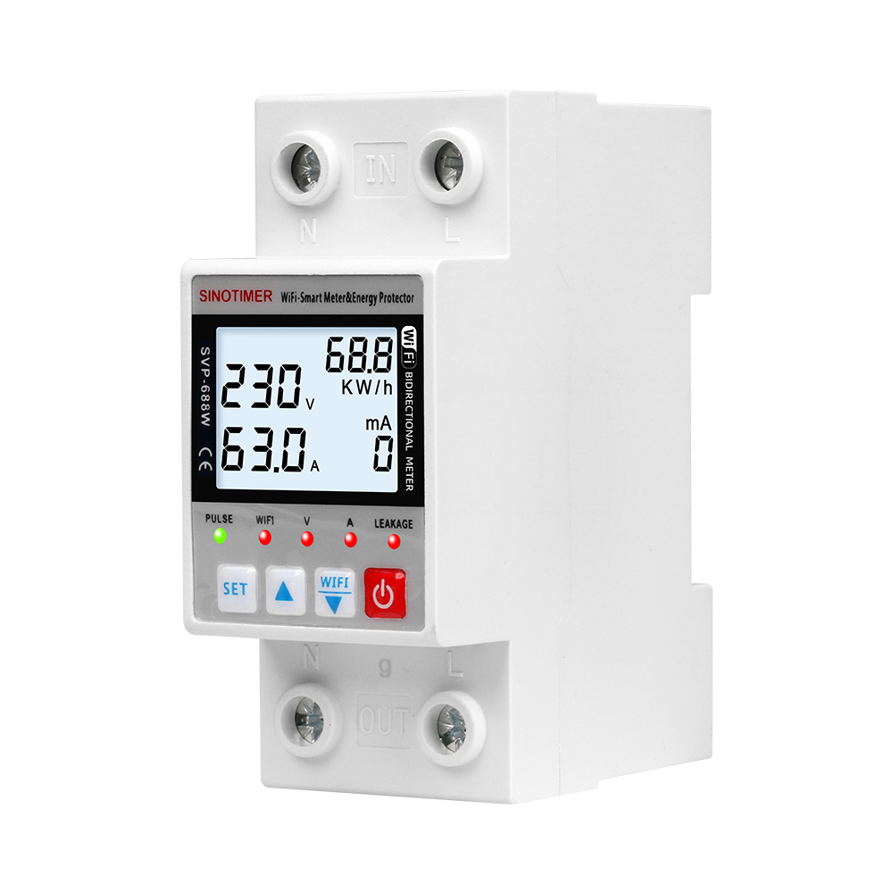 VOKTTA SVP-688W-B graffiti intelligent WIFI overvoltage, undervoltage, current limiting, leakage, and overheating power supply protector APP remote control voltage, current meter, power meter AC220V 63A