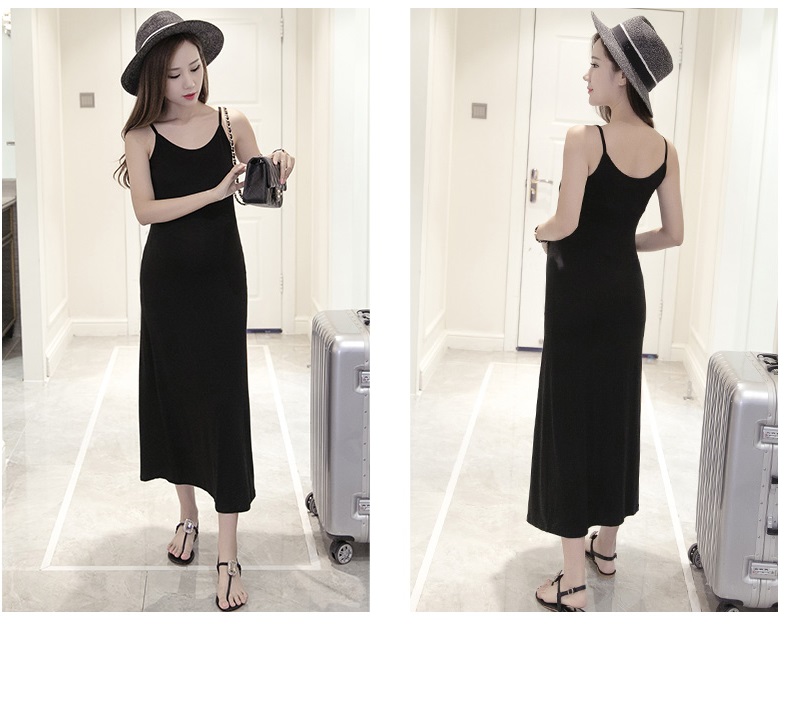 Đầm váy bầu 2 dây freesize vải thun mềm db09