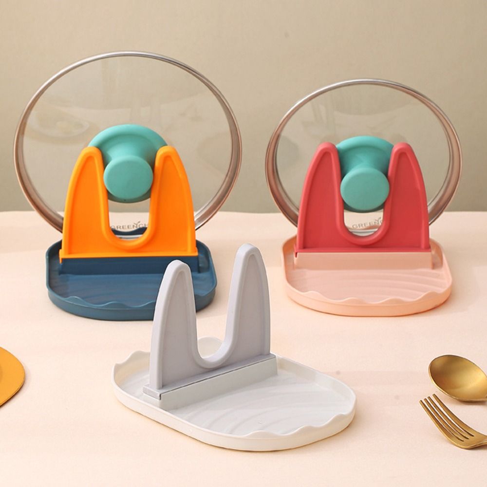 KATHRYNSON Multifunction Cookware Drain Rack Cap Shelf Spoon Rest Stove Organizer Spatula Rack Pot Lid Shelf Foldable Pot Lid Holder
