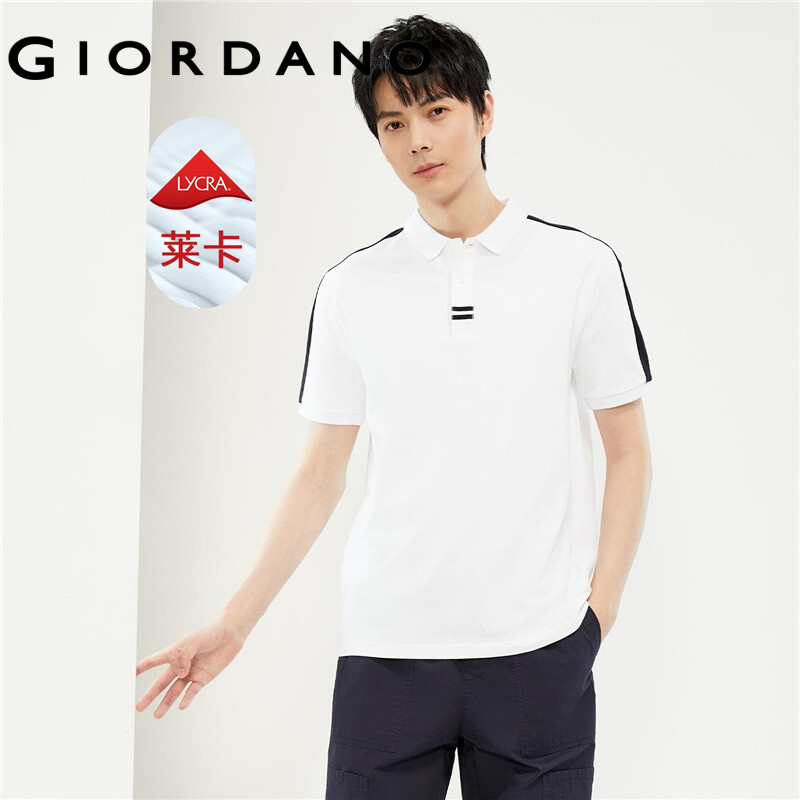 GIORDANO Men Polo Shirts Contrasting Short Sleeve Summer Polo Shirts Half Placket Stretchy Fashion Casual Polo Shirts 13014217