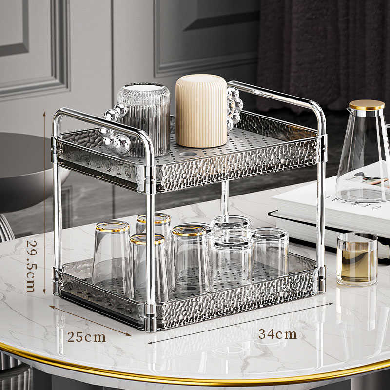 Water cup drain rack transparent double layer tray rack multi-functional kitchen cup holder cup storage rack simple